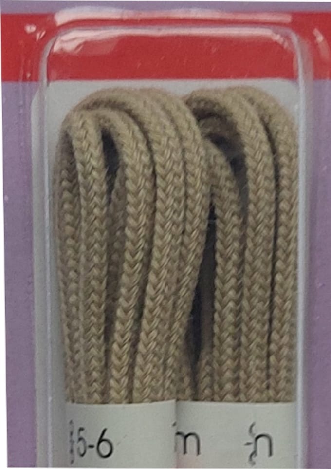 Ronilux Veters - 2 Paar - Beige - Dun Rond - Lengte 75 cm - Dikte 2,5 mm - Schoenveter