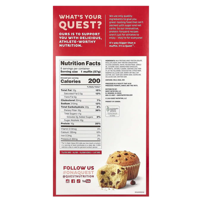 Bakkerij Muffins, Chocolade Chip, 8 Muffins, 57G (2,01 oz) Elk