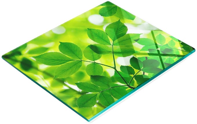 Gehard multifunctioneel decoratief bord van glas met groene bladeren, 60x52 cm