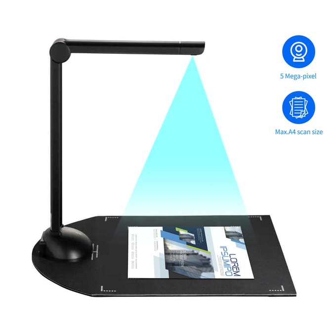 Scanner de caméra de livre de documents 8 mégapixels HD format de numérisation A3 haute définition avec port USB LED H4 noir