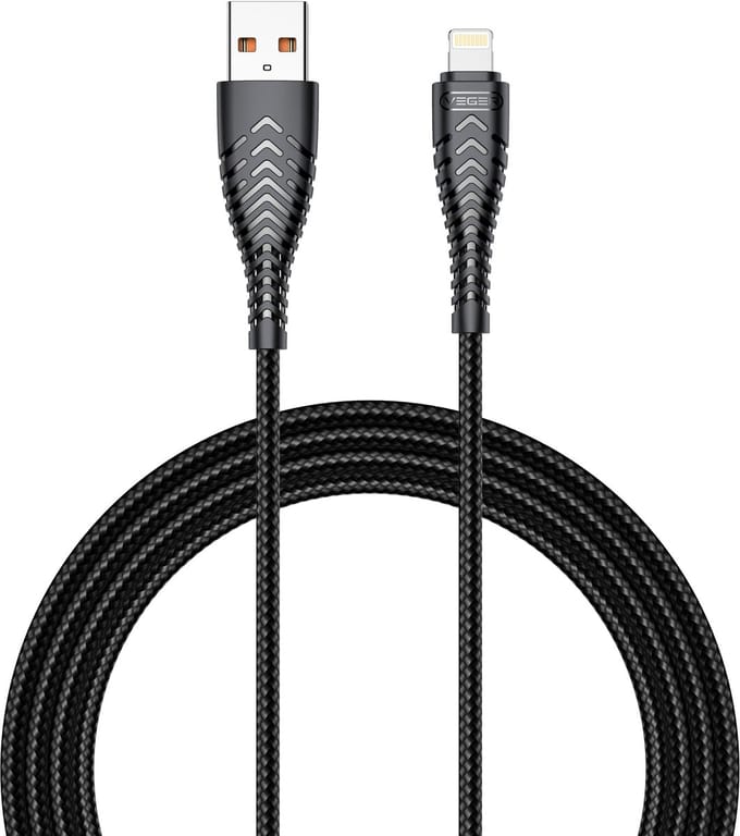 Veger USB-A naar Lightning Kabel - 18 Watt - 1.2 Meter - Zwart