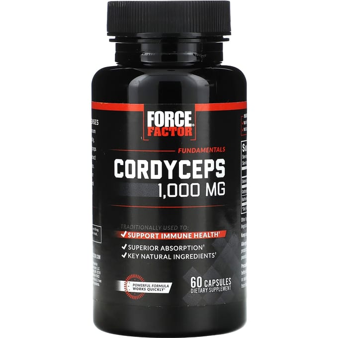 Force Factor, Fondamental, Cordyceps sinensis, 1 000 mg, 60 gélules (500 mg par gélule)