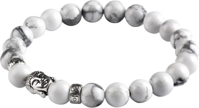 Fako Bijoux® - Buddha Armband - Deluxe - Wit