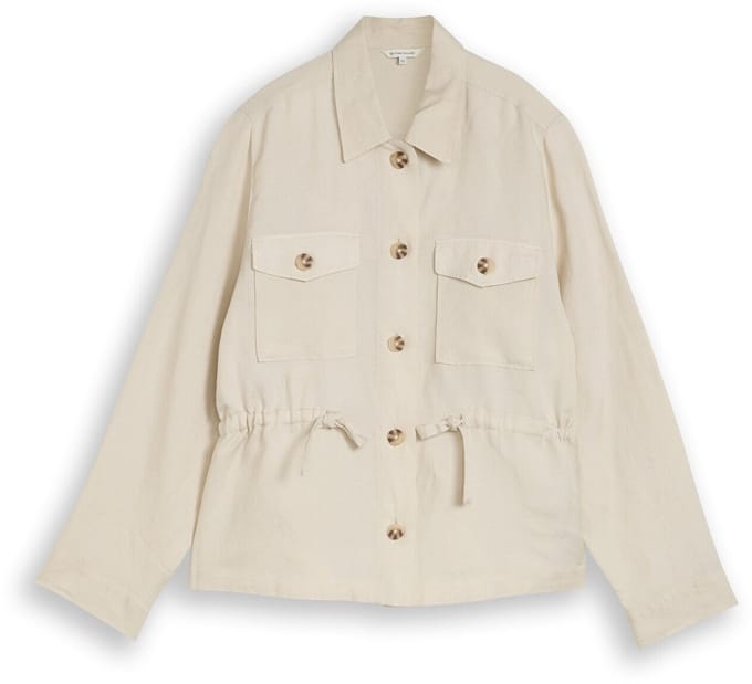 Tom Tailor - Regular fit jasje met linnen - Maat 34 - sand stone beige