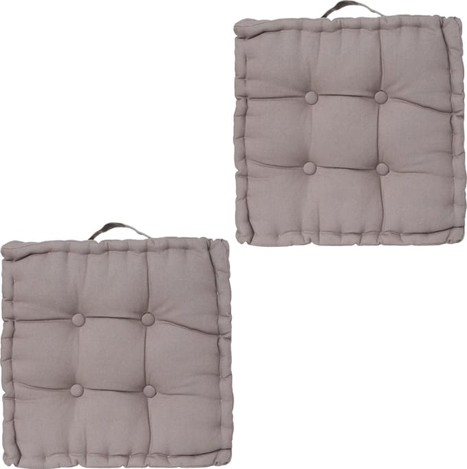 Atmosphera Vloerkussen Square - 2x - grijs - katoen - 38,5 x 38,5 x 8 cm - vierkant - Extra dik