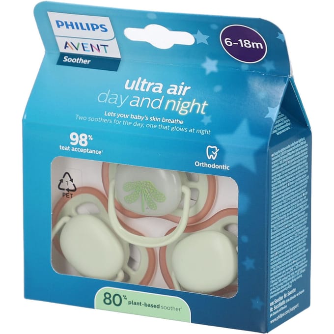 Philips Avent Ultra Air Fopspeen - 6-18 Mnd - 3 Stuks - Plant-based