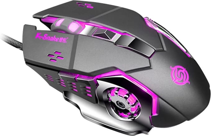 Elementkey M4 – USB Bedraad Gaming Muis - LED - 6 knoppen - 3200 DPI - USB Optische Ergonomische Muis – Grijs