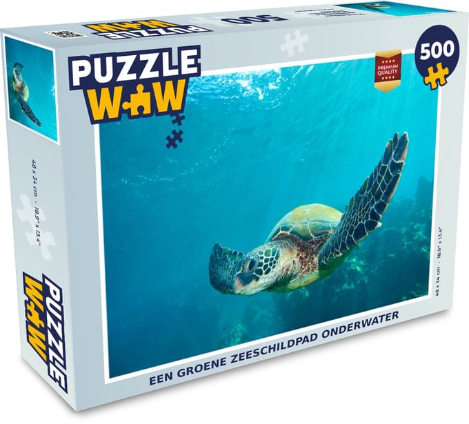 Puzzel Een groene zeeschildpad onderwater - Legpuzzel - Puzzel 500 stukjes