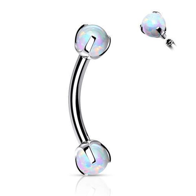 Piercing curved claw opal 1.2x8x3 - zilver - LMPiercings