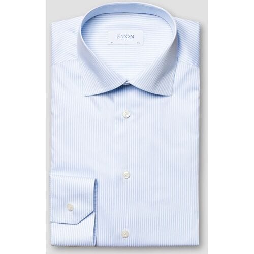 Eton Overhemd Fine Twill Stripe Extra Long Staple Cotton Licht Blauw / male