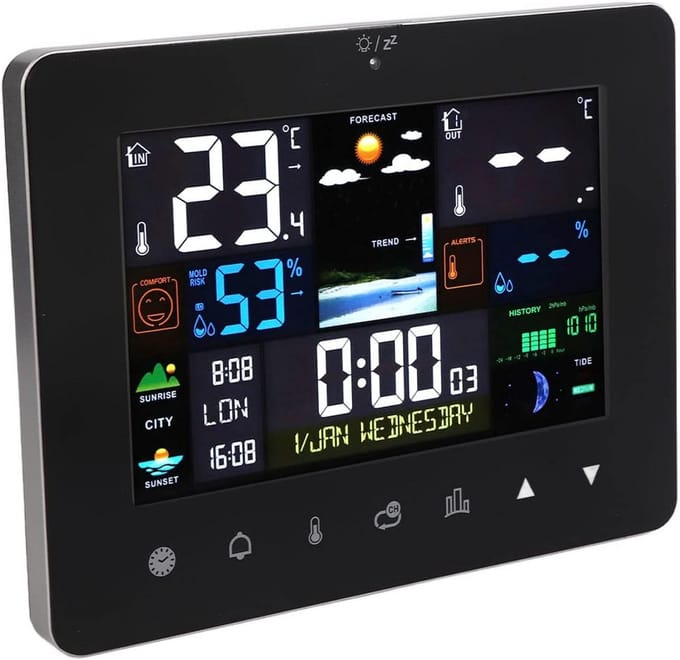 Draadloos Weerstation met Binnen- en Buitenthermometer en Kleurenscherm