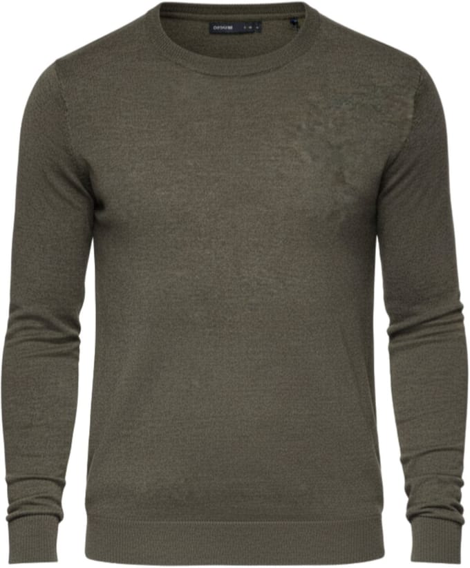 OMBRE Trui - Regular Fit - Viscose - Lange Mouw Olijfgroen Gemêleerd S