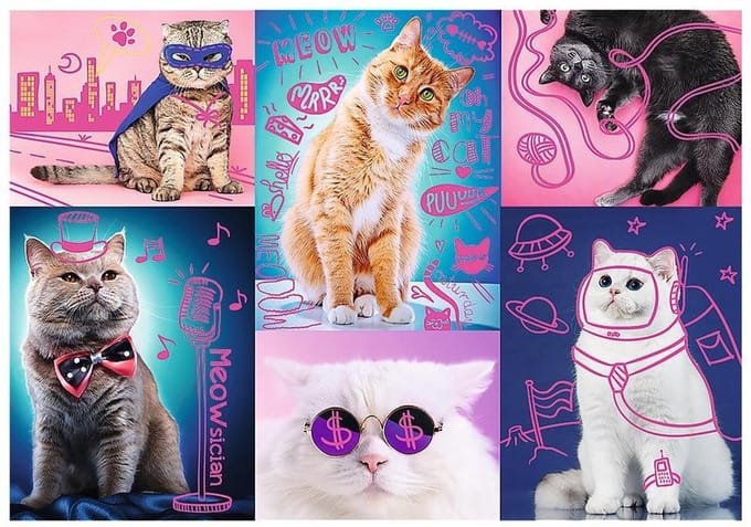 Trefl puzzel 1000 stukjes katten - Super cats dierenpuzzel.