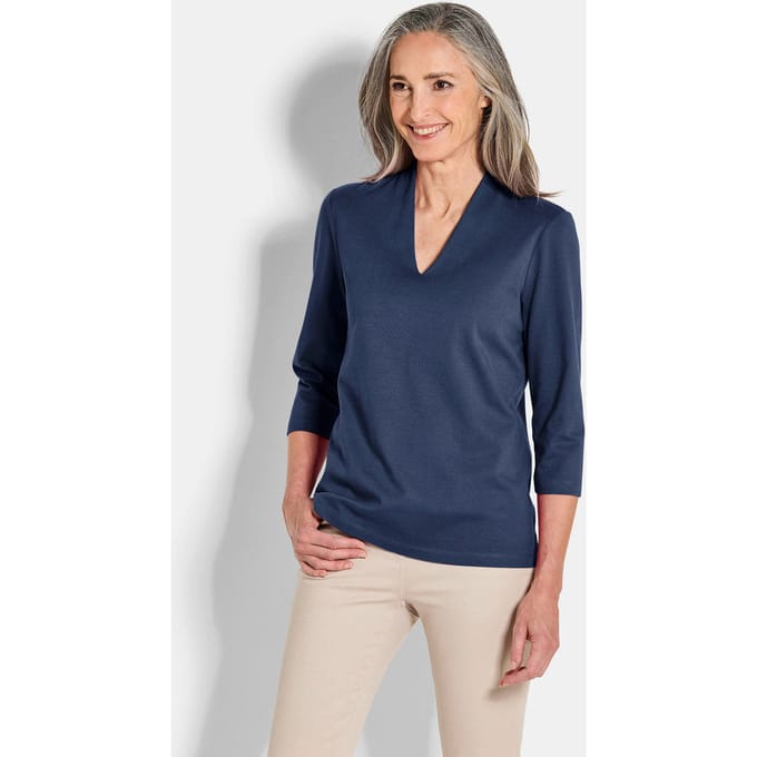 Basic shirt van interlock-jersey - marine - Gr. 38 van Goldner Fashion
