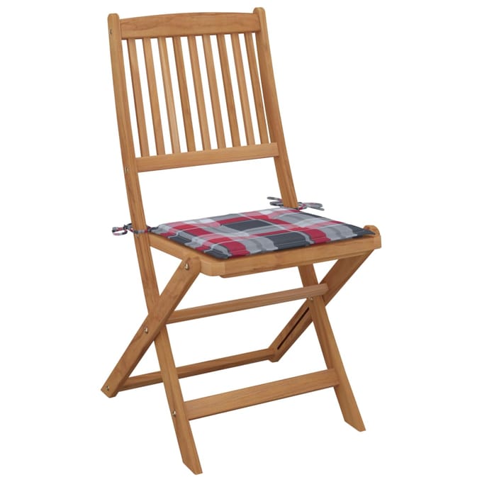 vidaXL - Inklapbare - stoelen - 6 - st - met - kussens - massief - acaciahout