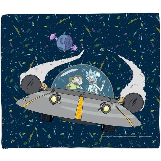 Rick and Morty Flying Space Adventure Fleece Blanket - M