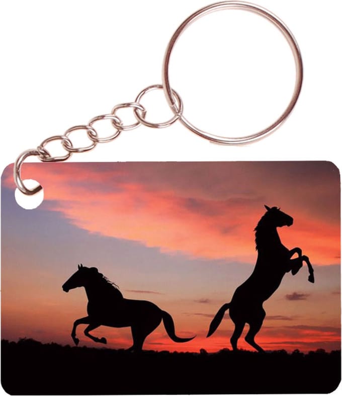Sleutelhanger 6x4cm - Horses Sunset
