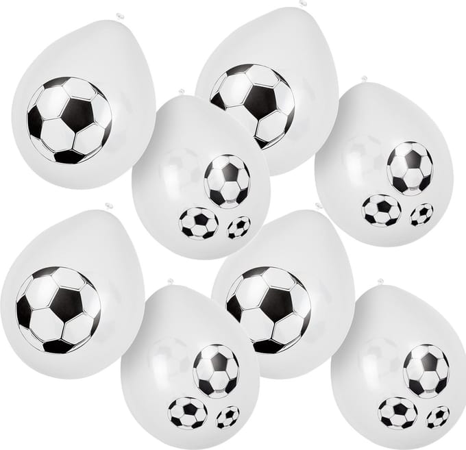 Boland 18x Voetbal themafeest ballonnen - ca. 25 cm - Feestversiering en decoraties