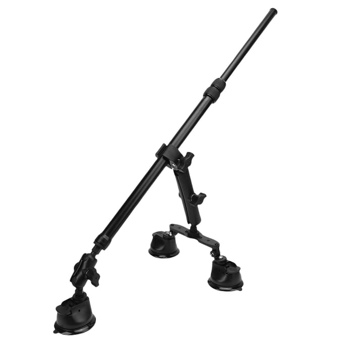 Zuignap Mount Kit Geschikt voor Insta360 X5 X4 X3 X2 Actiecamera Auto Dak Camerahouder en 120cm Selfie Stick black