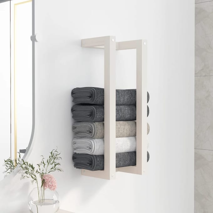 vidaXL - Handdoekenrek - 23x18x60 - cm - massief - grenenhout - wit