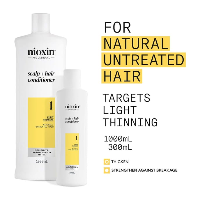 NIOXIN Scalp and Hair Thickening System 1 Conditioner for Natural Hair with Light Thinning 300ml