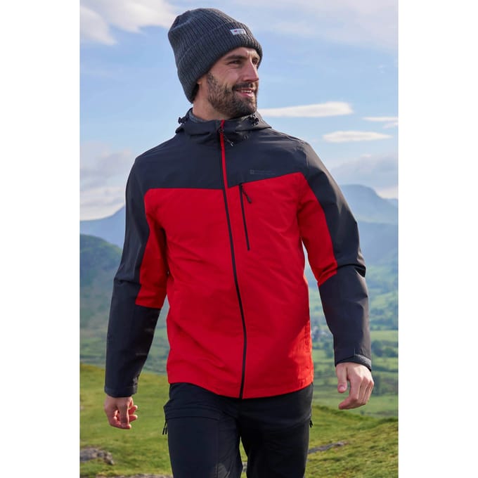 Mountain Warehouse Heren Brisk Extreme Colour Block Waterdichte Jas (Actief Rood)