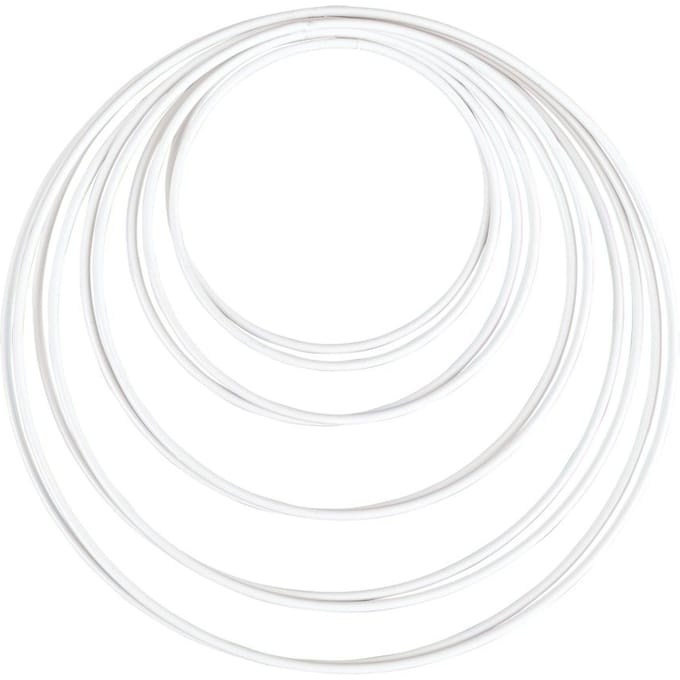 Metalen ring "Cirkel", Wit, set van 10