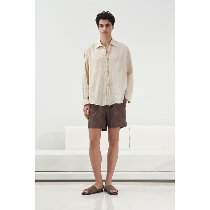 Oversized Knoopshirt van Linnen