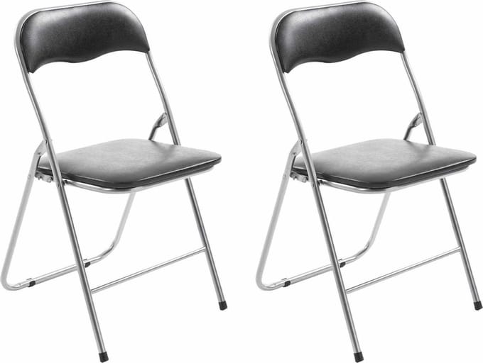 CLP Felix Set van 2 klapstoelen zwart/zilver