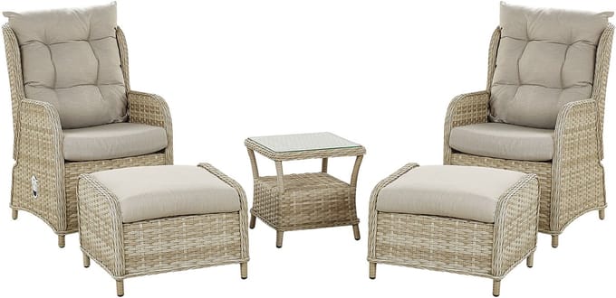 PONZA - Loungeset voor 2 - Taupe - PE rotan
