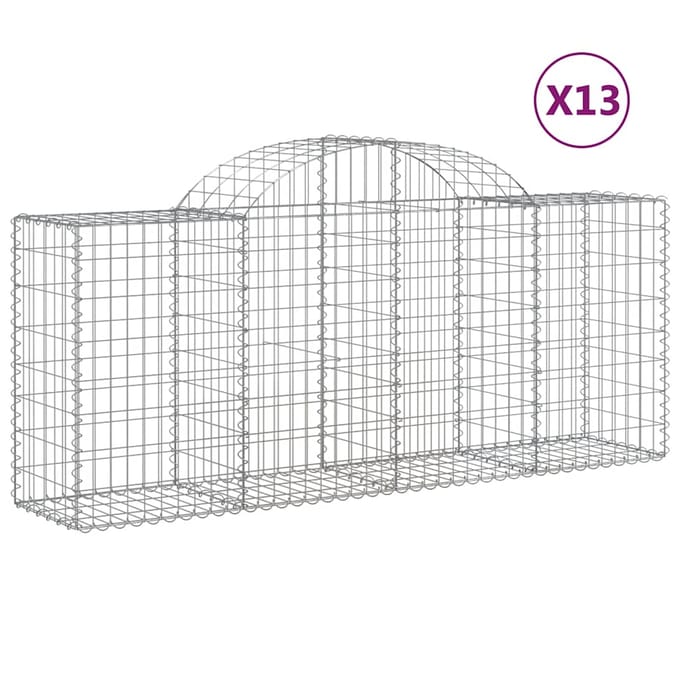 vidaXL - Schanskorven - 13 - st - gewelfd - 200x50x80/100 - cm - ijzer