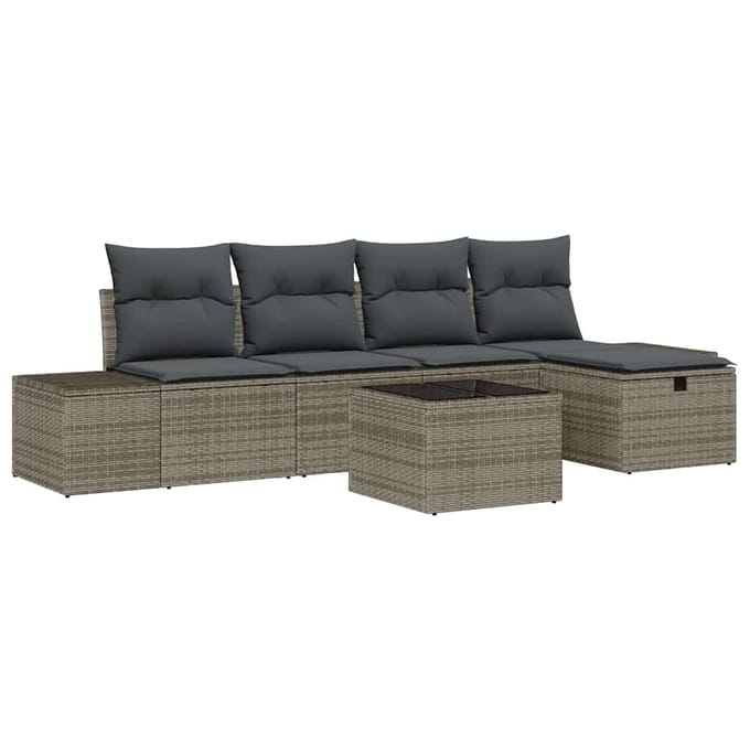 vidaXL - Bankstel - 5 - st - poly - rattan