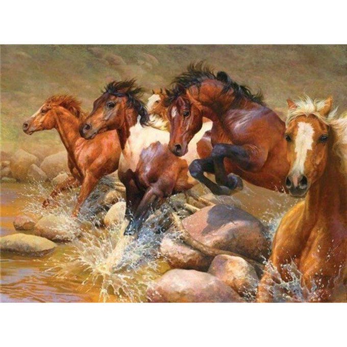 Peinture Diamant 5D Cheval Broderie Point de Croix Forage Rond Complet 20X30CM brown
