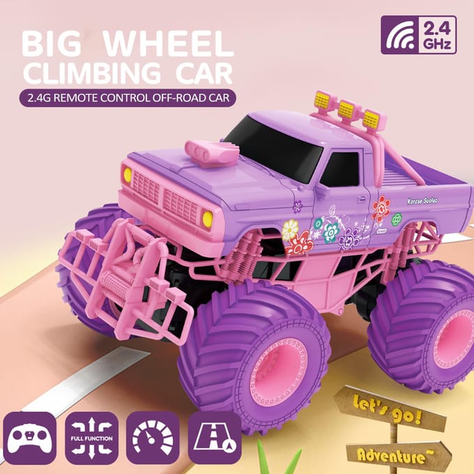 Afstandsbediening auto voor meisjes 2,4 GHz roze paars afstandsbediening pick-up oplaadbaar off-road Style B 2 Battery roze/paars