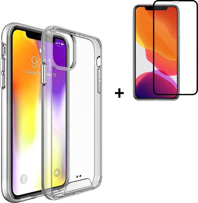 Hoesje Geschikt voor iPhone 11 Pro Max - Screenprotector iPhone 11 Pro Max - iPhone 11 Pro Max Hoesje Transparant Siliconen Case + Full Screenprotector