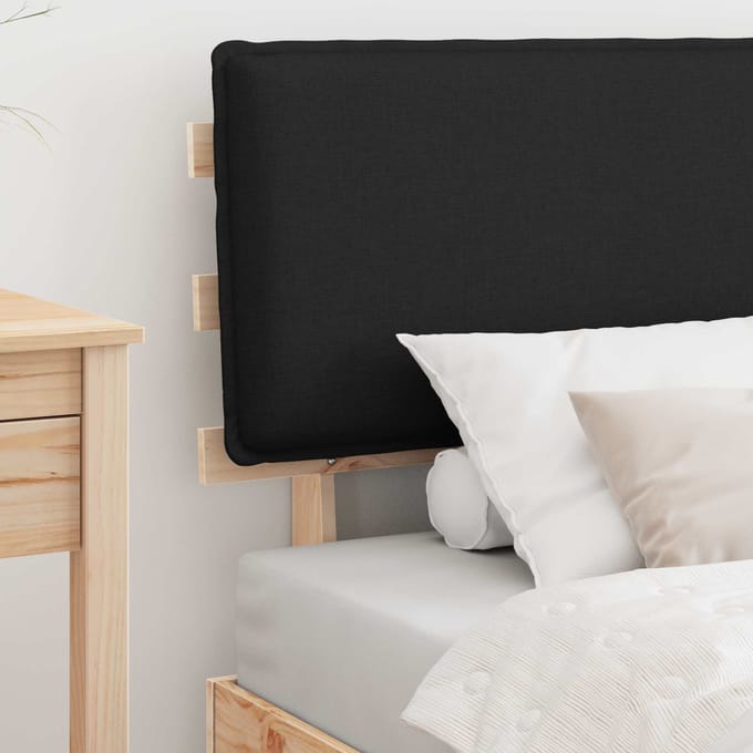 vidaXL - Bedframe - met - Gevoerde - Hoofdbord - Zwart - 90 - x - 200 - cm
