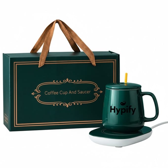 Hypify - Elektrische Bekerwarmer met Keramische Mok - Donkergroen
