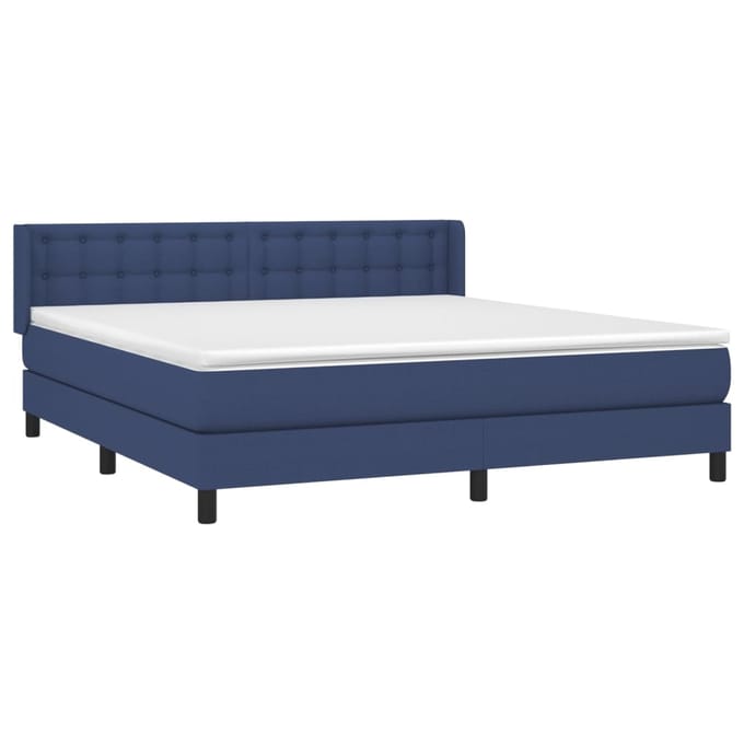 vidaXL - Boxspring - met - matras - stof - blauw - 160x200 - cm