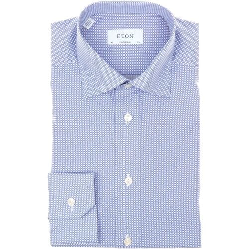 Eton Overhemd Geometric Signature Twill Midden Blauw / male