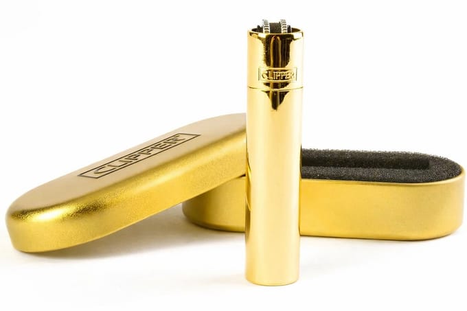 Clipper - Metal Vuursteen aansteker - Gold + Giftbox