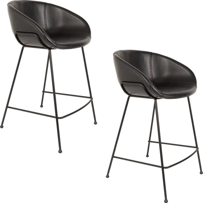 Zuiver Feston Barkrukken rugleuning 65 cm Zwart - Set van 2