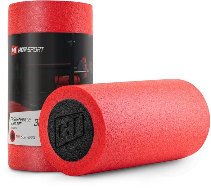 Hop-Sport Fascia Roller HS-E030YG – Massage Roller voor Rug en Wervelkolom, Medium-Hard – Rood/Zwart