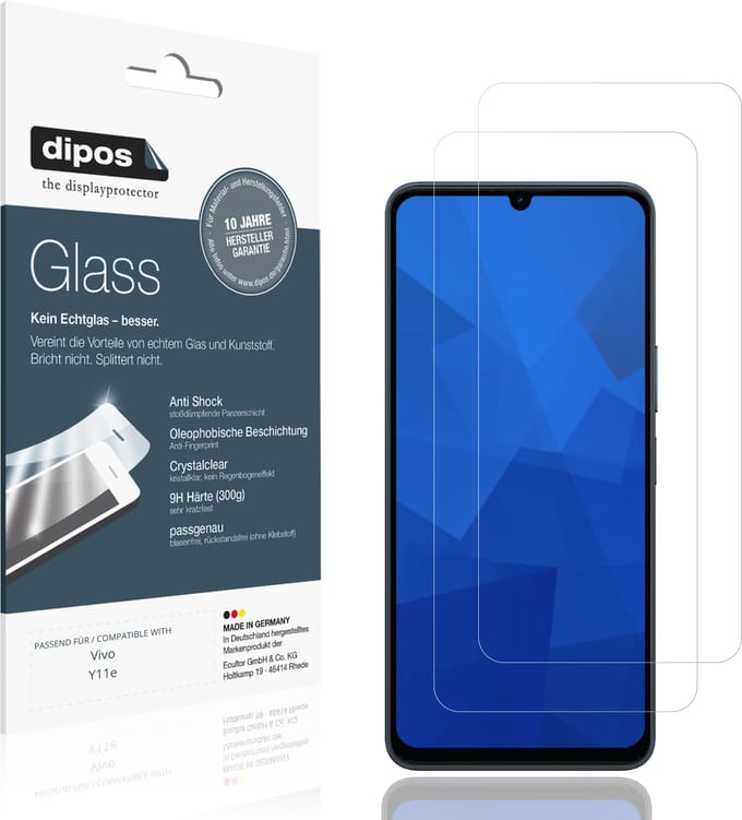 dipos – 2x Pantserfolie geschikt voor Vivo Y11e | 9H Screenprotector