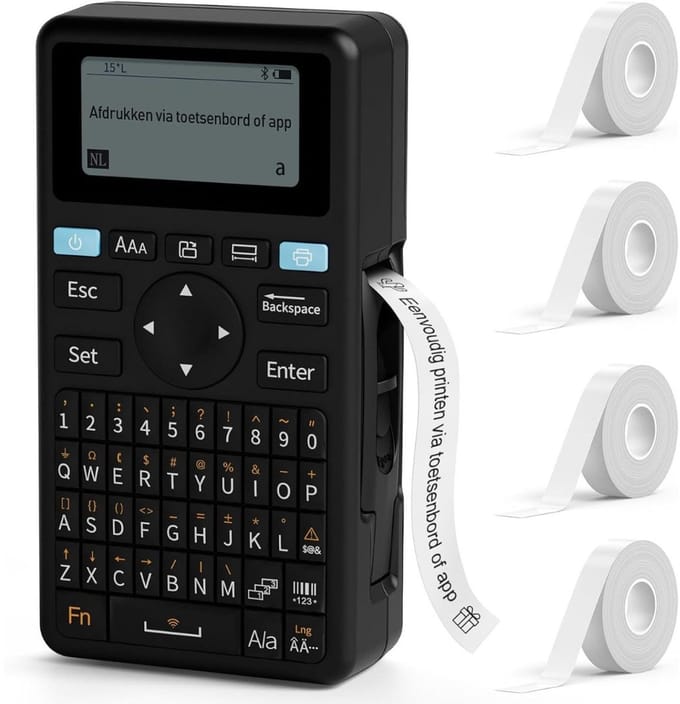 SCH® Labelmaker - Labelprinter - Label Maker - Zwart - 17cm x 9cm x 6cm