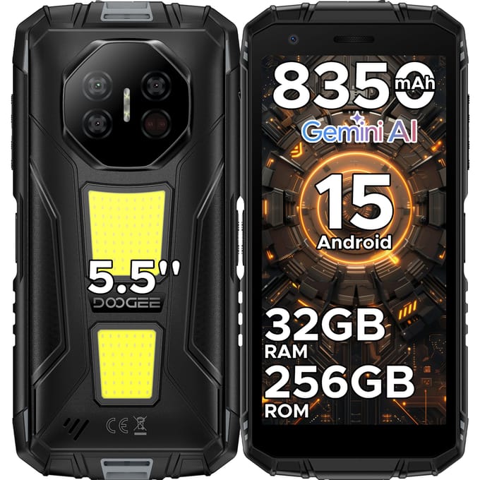 DOOGEE Fire 3 Max Robuuste telefoon 5,5 "HD+ Display Campingverlichting 32 GB 256 GB 8350 mAh UNISOC T7250 48 MP NFC Android15 Smartphone