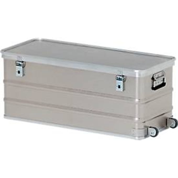 Rechthoekige container met wielen, aluminiumkleurig, 105 l