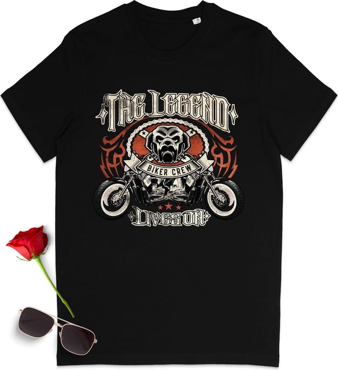 T Shirt Heren en Dames - Motor Biker - Zwart - Maat S