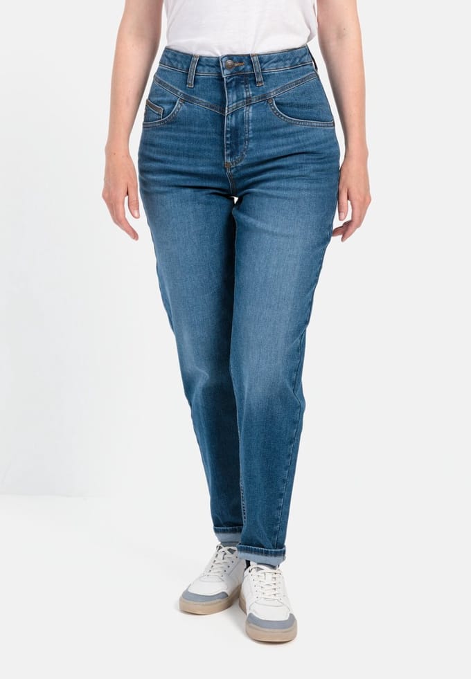 camel active Mom Fit 5-Pocket Jeans - Maat womenswear-32/32 - Donker blauw