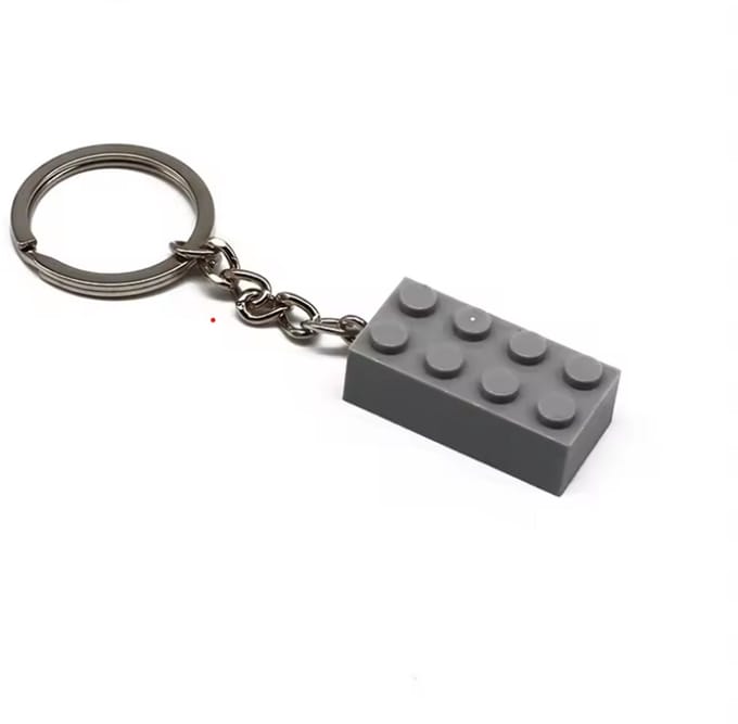 LEGO Sleutelhanger – Grijs Bouwblokje – Iconisch Bricks Design – Perfect Cadeau voor Bouwliefhebbers