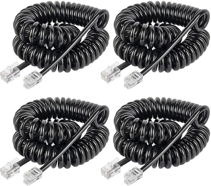 Solidchoice - Telefoon Kabelset van 4, 2.5 Meter Spiralkabel